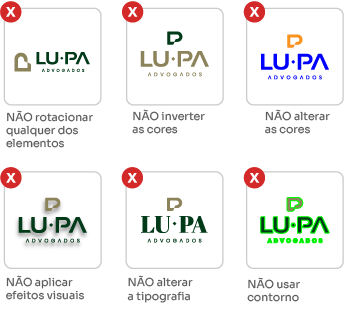 Exemplos de usos incorretos do logotipo