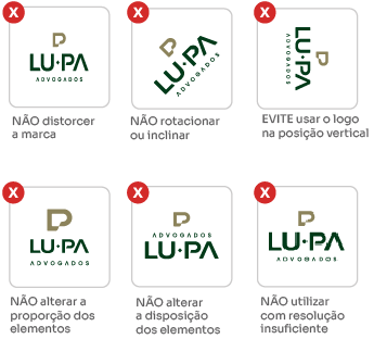 Exemplos de usos incorretos do logotipo